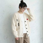 刺繍入り クルーネックニットカーディガン