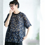 プリント ドット柄 半袖 ラウンドネック Tシャツ