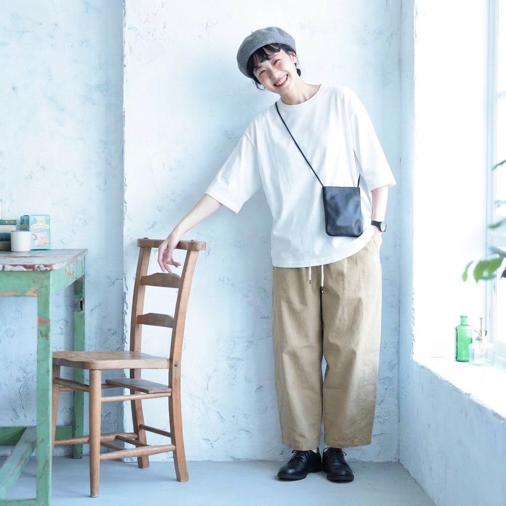 コットン ポケット付き 無地 パンツ