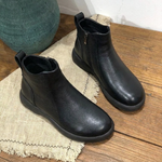 サイドファスナー 厚底ショートブーツ