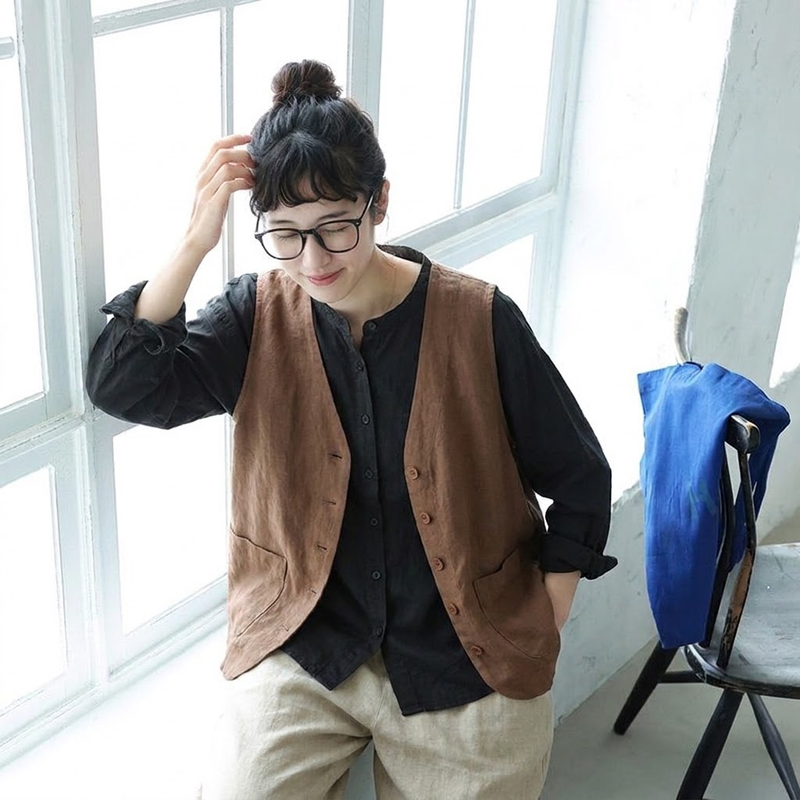 適秋仕様 ショート丈 ノースリーブベスト