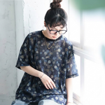 プリント ドット柄 半袖 ラウンドネック Tシャツ
