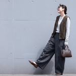 ワイドレッグ ウエストゴム 実用的 ロングパンツ