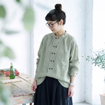 スタンドカラー ダブルボタン ロングスリーブ シャツ