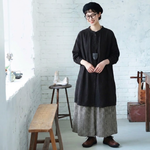 コットン バンドカラー ロングシャツ