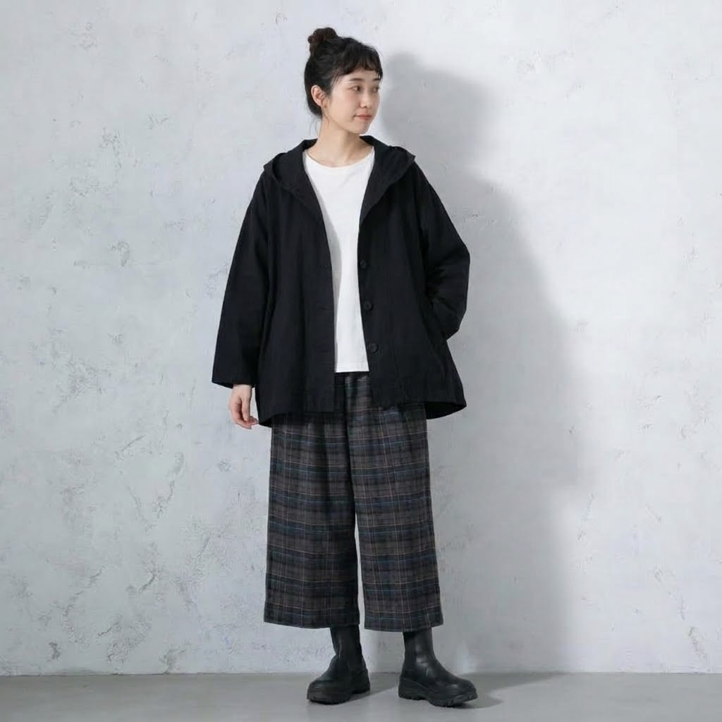 コットン 無地 切り替え ドロップショルダー 長袖 レトロ ジャケット