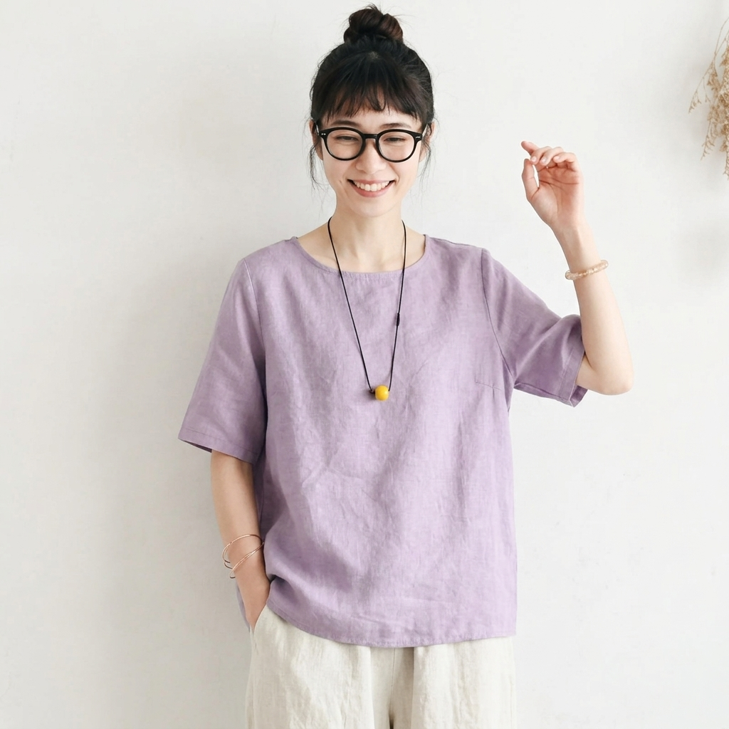 無地 半袖 レトロ 良し ゆったりシルエット T シャツ