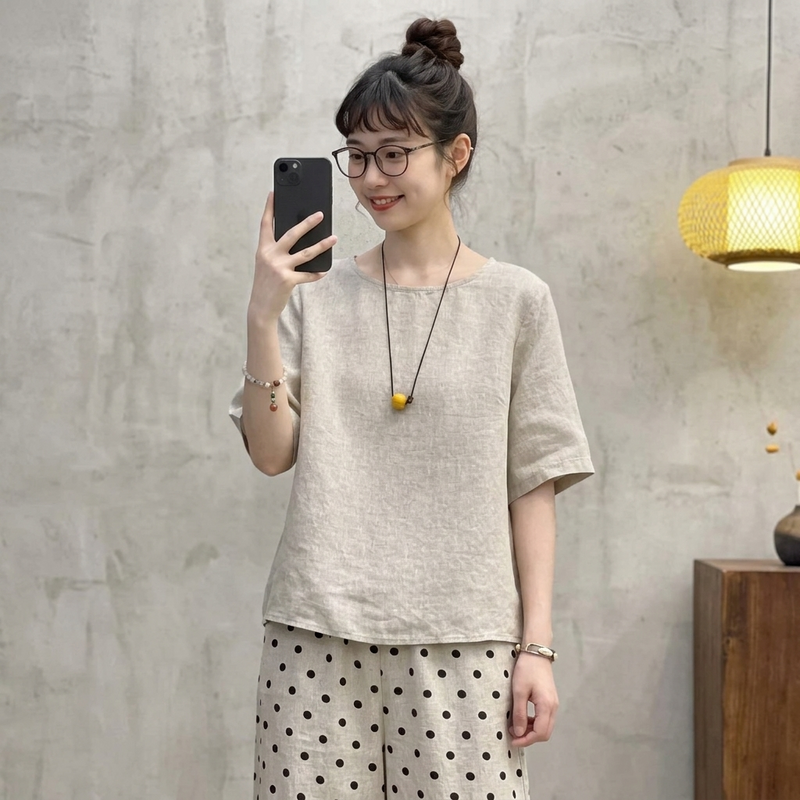 無地 半袖 レトロ 良し ゆったりシルエット T シャツ