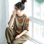 綿麻 ドット柄 半袖 花柄 大人ナチュラル シャツ