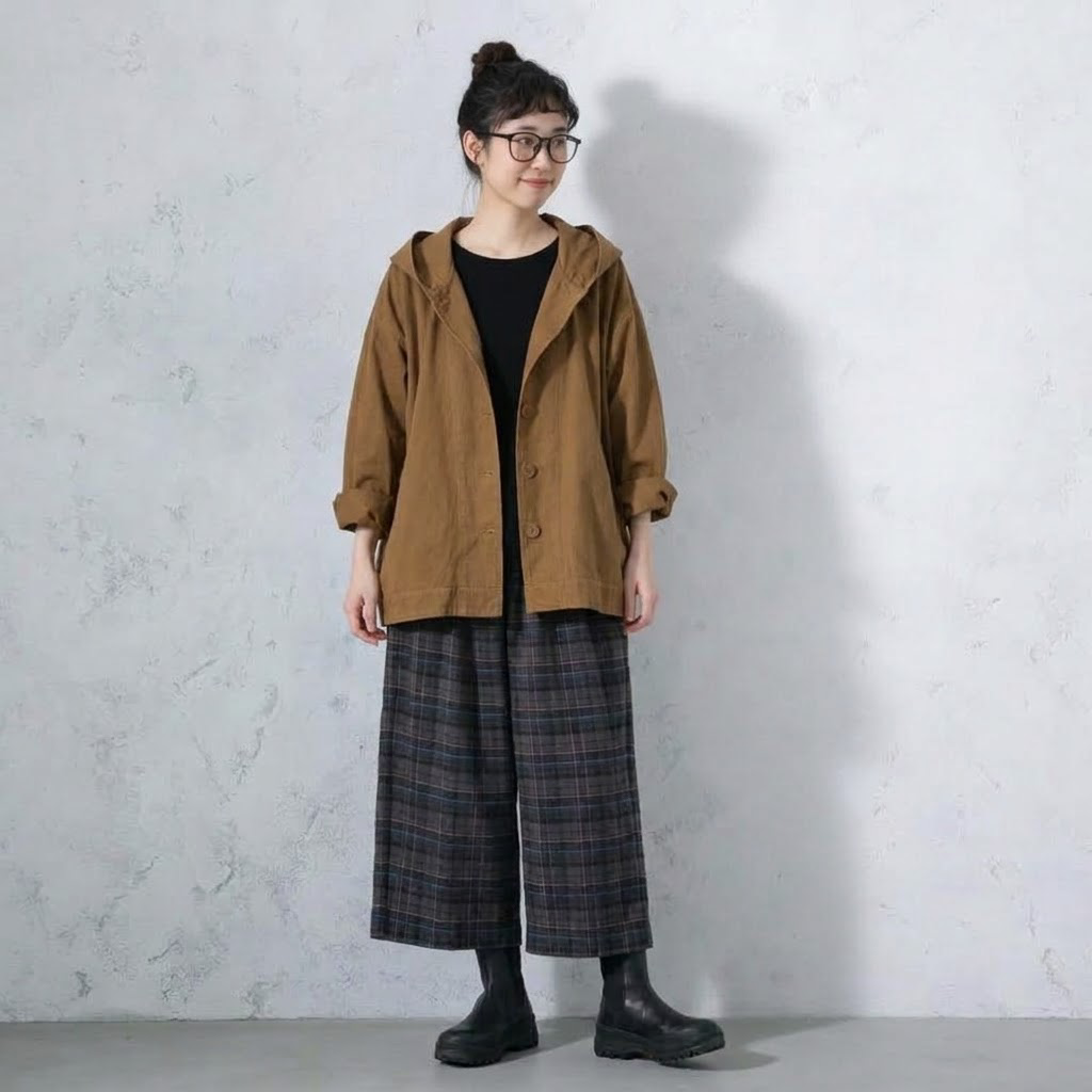 コットン 無地 切り替え ドロップショルダー 長袖 レトロ ジャケット