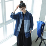 配色切替 アシンメトリーデニムシャツ