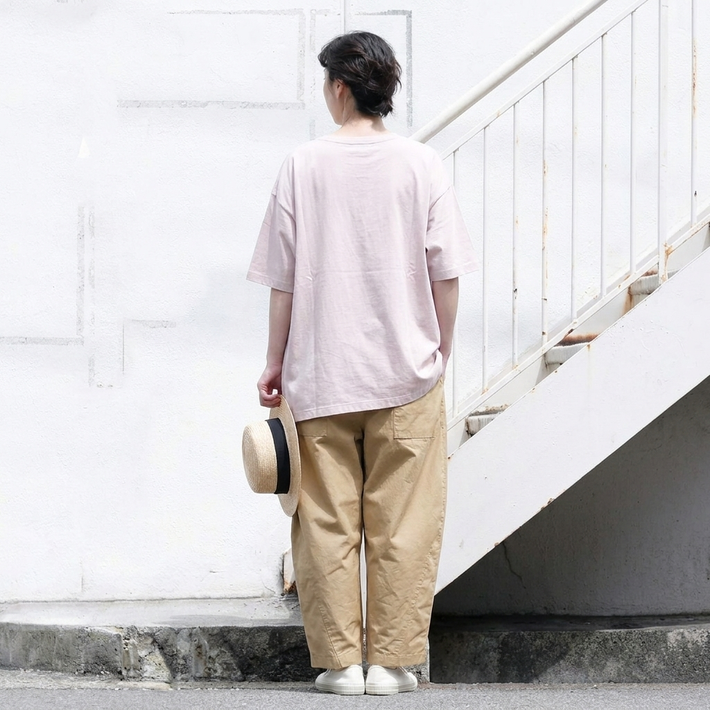 S～4L コットン ハイウエストパンツ