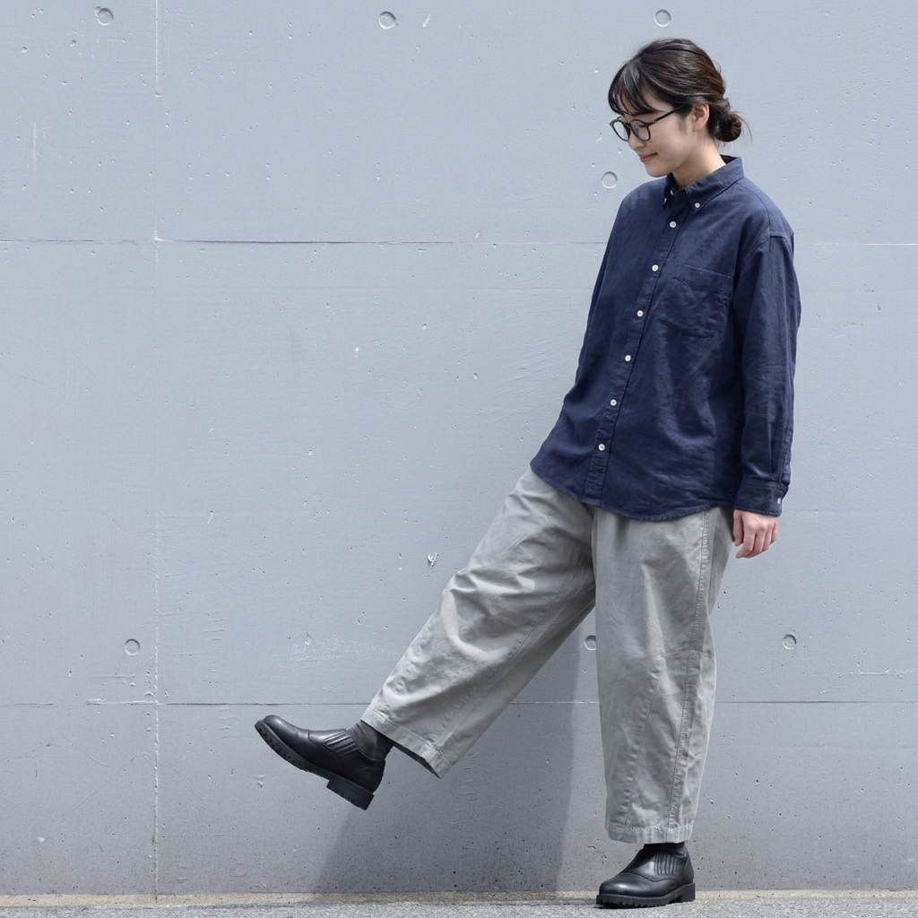 S～4L コットン ハイウエストパンツ