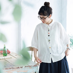カートゥーン刺繍 POLO襟五分袖シャツ