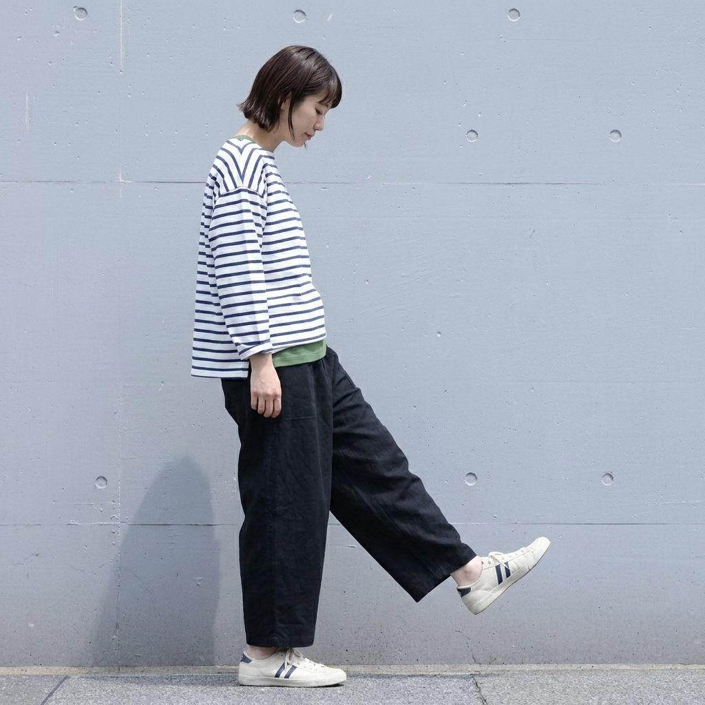 S～4L コットン ハイウエストパンツ