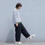 S～4L コットン ハイウエストパンツ