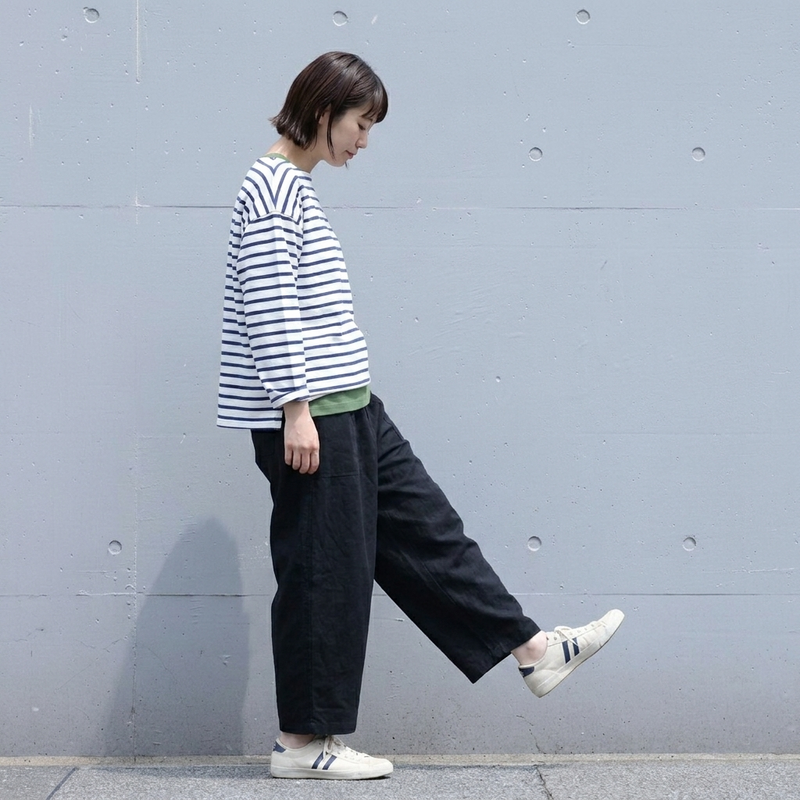 S～4L コットン ハイウエストパンツ