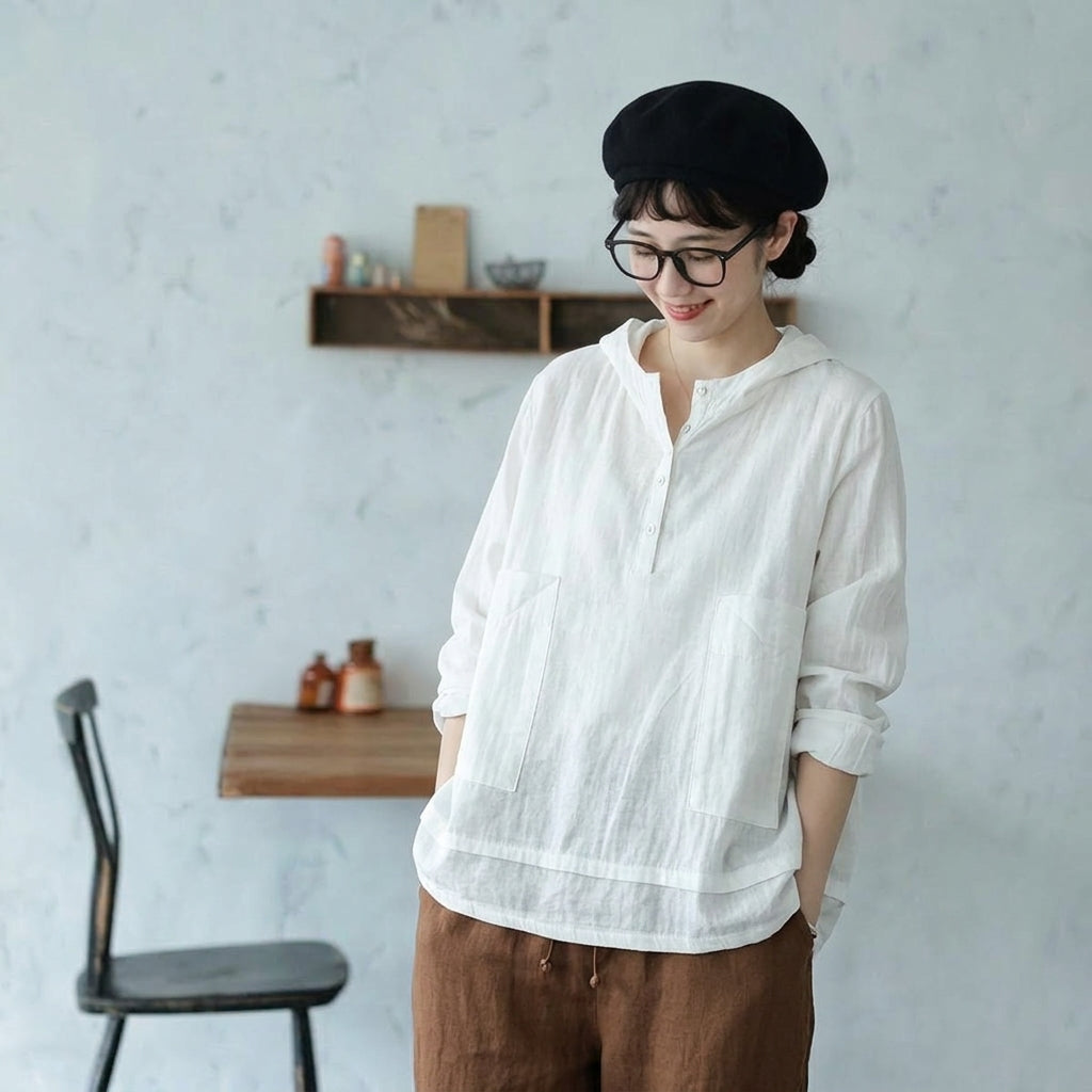 パーカー ポケット付き オーバーシルエット 長袖トップス