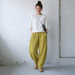 M～4XL 綿麻 ポケット付き アンクル丈（9分丈） パンツ