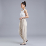 M～4XL 綿麻 ポケット付き アンクル丈（9分丈） パンツ