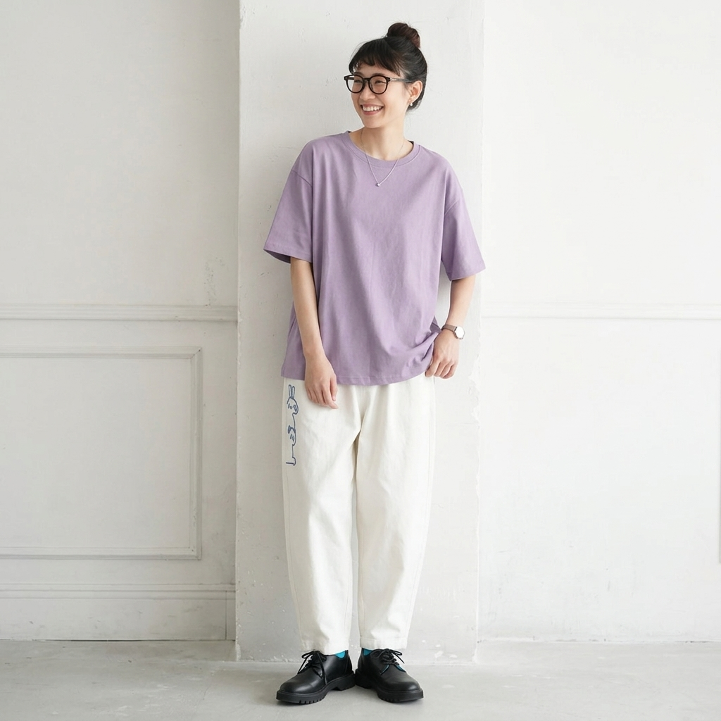 M～4XL ラウンドネック 切り替え 半袖 無地 Tシャツ