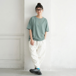 M～4XL ラウンドネック 切り替え 半袖 無地 Tシャツ