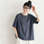 M～4XL ラウンドネック 切り替え 半袖 無地 Tシャツ