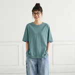 M～4XL ラウンドネック 切り替え 半袖 無地 Tシャツ