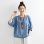 ラクに着られる S～4XL 綿麻 大人ナチュラル 心地よい 五分袖 ドルマンスリーブ Tシャツ