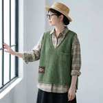 6色展開｜Vネック 透かし編みニットベスト