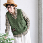 6色展開｜Vネック 透かし編みニットベスト