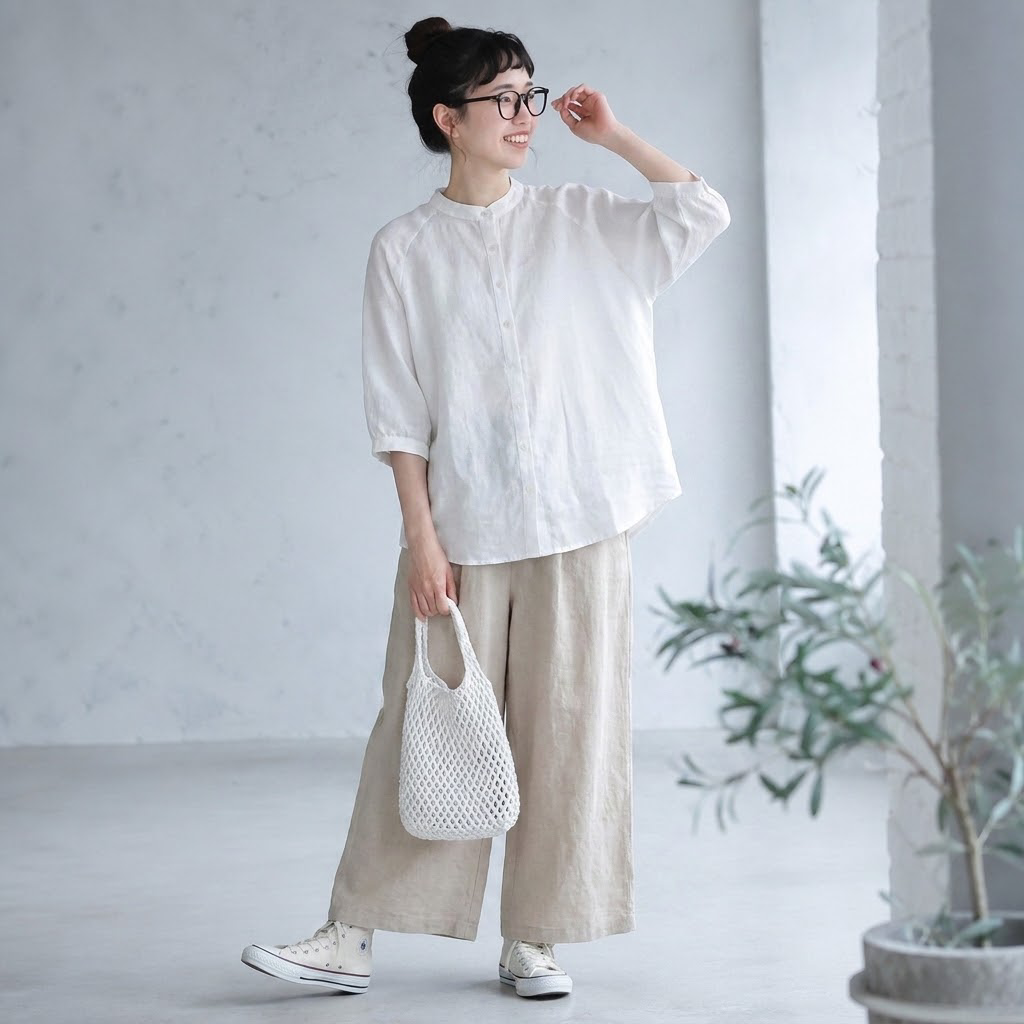 M～4XL レトロ ボタン ポケット付き スタンドネック シャツ