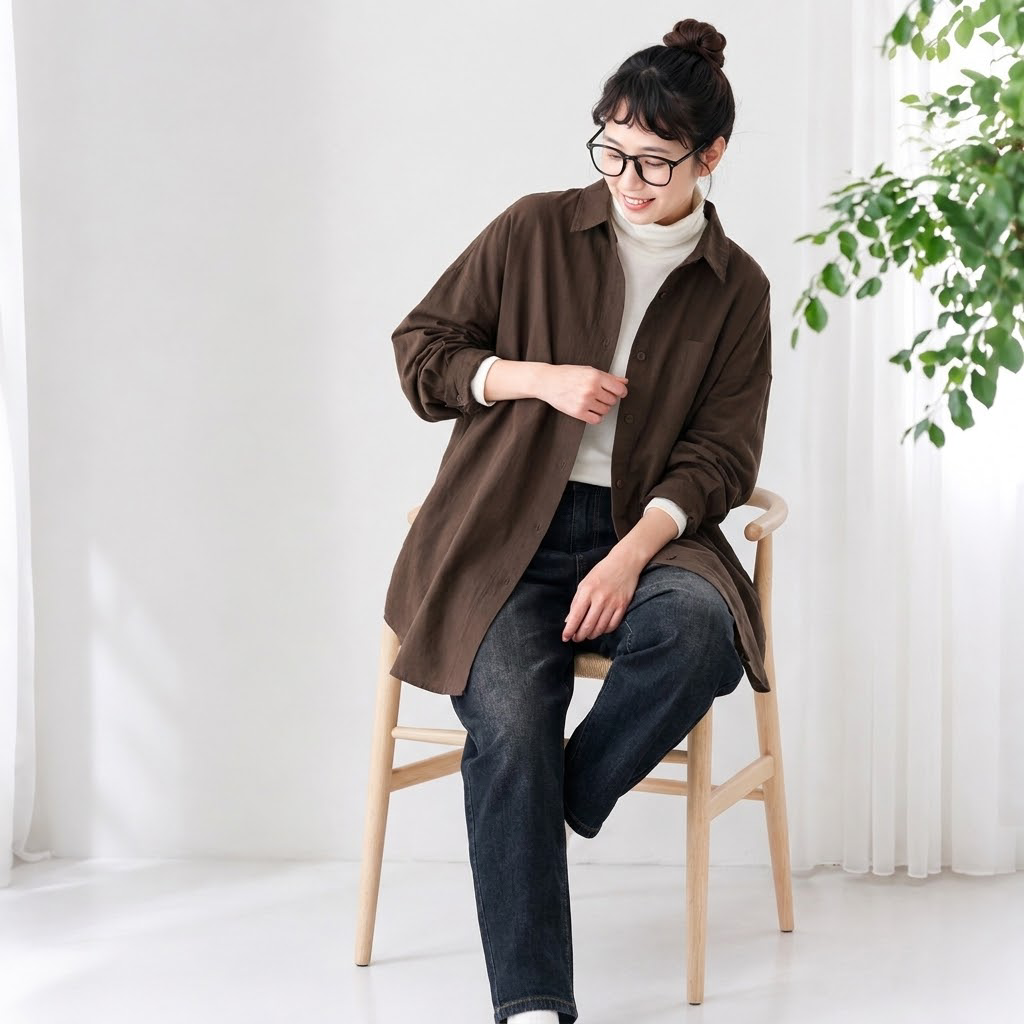 コーデュロイ ドロップショルダー長袖シャツ