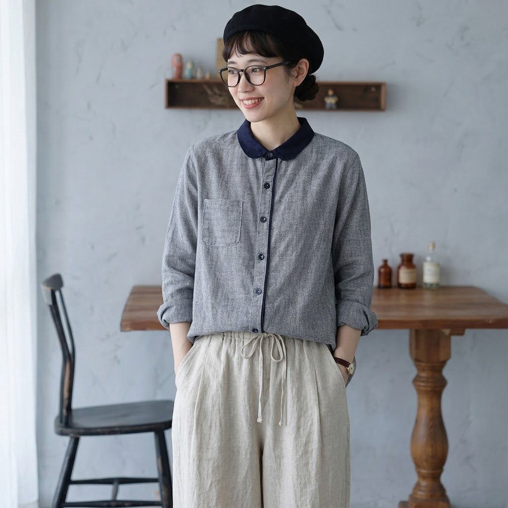 肌寒い日向け ロングスリーブ シャツ