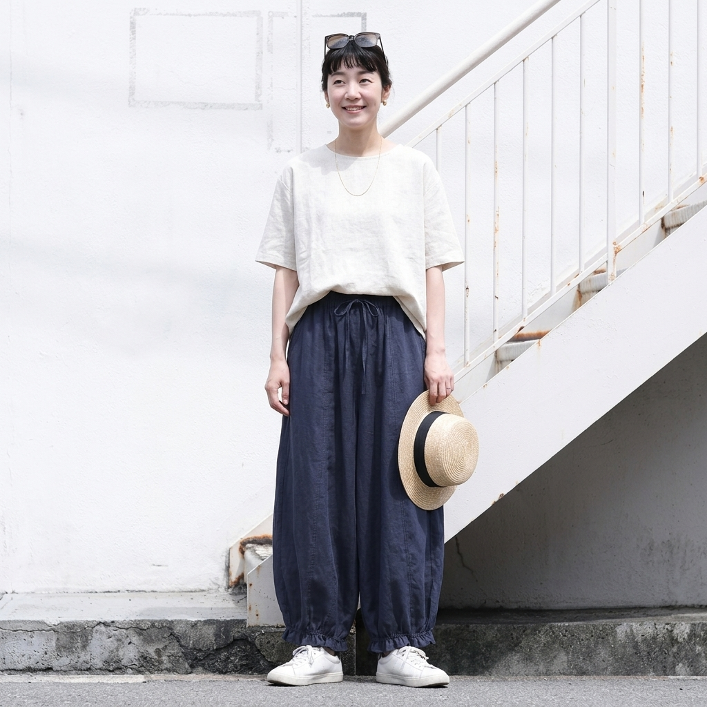 無地 アンクル丈（9分丈） ガウチョパンツ
