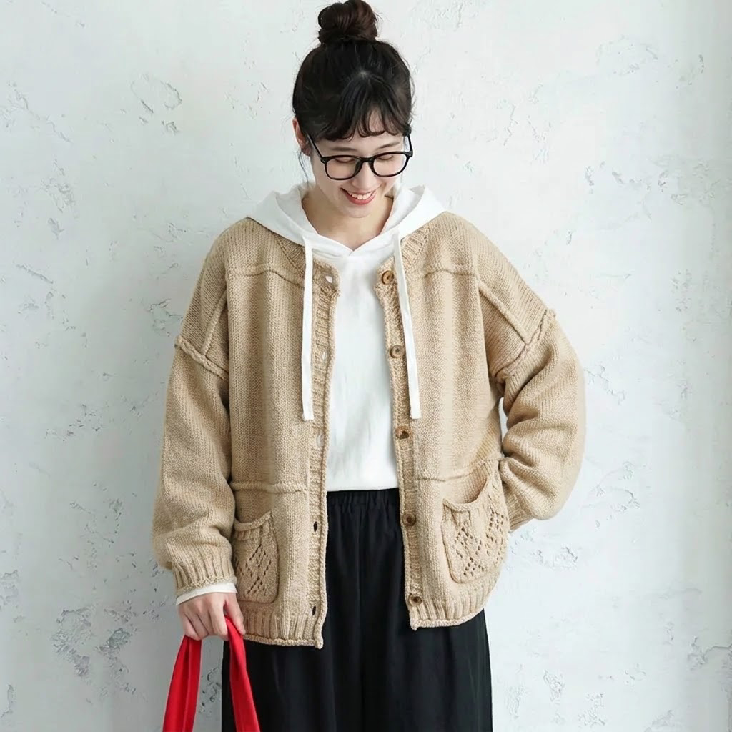 M～4XL 長袖 カーディガン