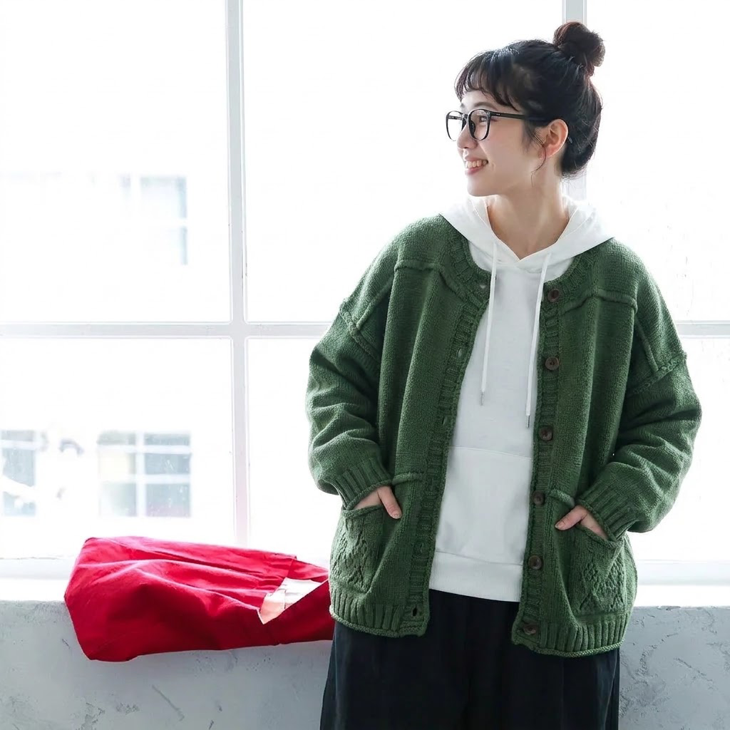 M～4XL 長袖 カーディガン