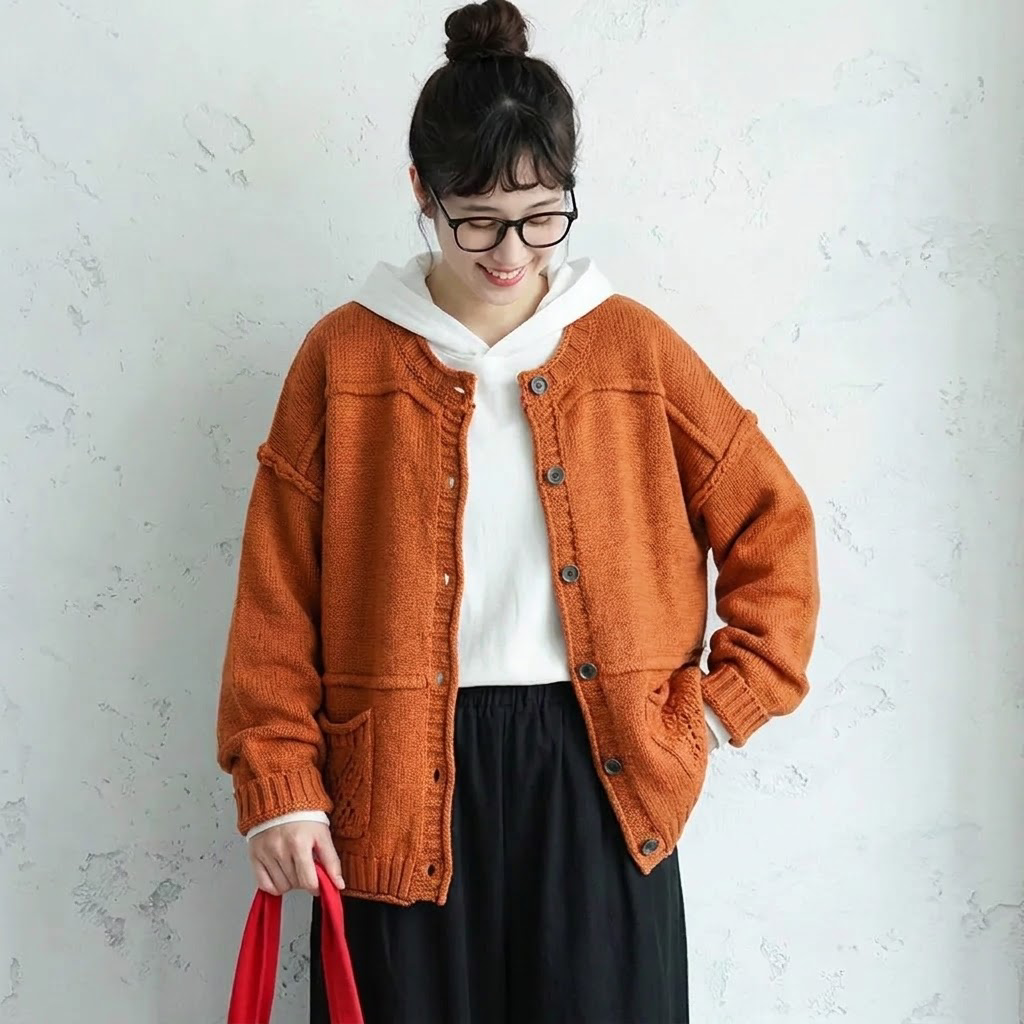 M～4XL 長袖 カーディガン
