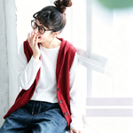 無地 フード付き ビッグシルエット ベスト