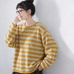 S～4XL ボーダー 長袖 ラウンドネック 配色 ニットセーター
