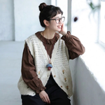 2色展開｜花刺繍 ノースリーブニットベスト