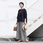 ウエストゴムチェックパンツ｜美術館・写真展鑑