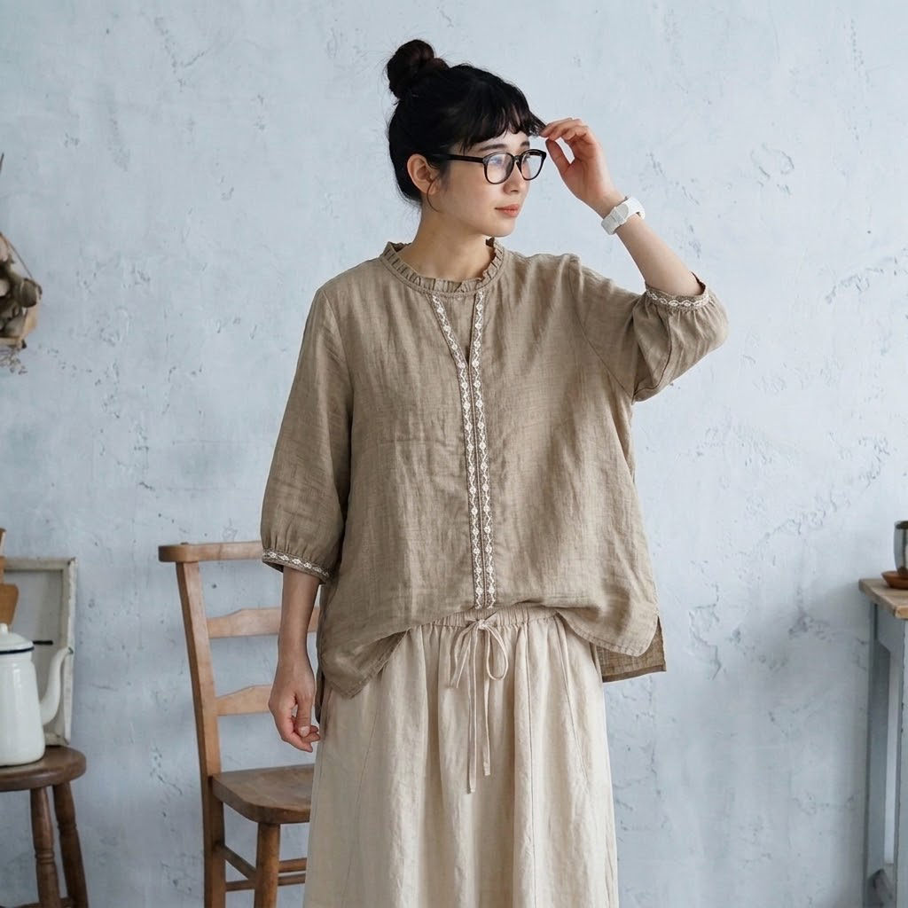 上品＆若々しい 刺繍ブラウス