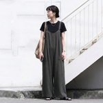 綿麻 ワイドシルエット サロペット M-4XL