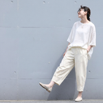 綿麻 プリーツ 8分丈 カジュアルパンツ