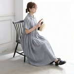 綿麻 ポロカラー チェック柄