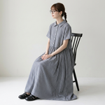 綿麻 ポロカラー チェック柄