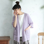 透け感綿麻カーディガン