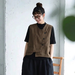 こういうの、なんか好き。アシンメトリー ボタン ノースリーブ レトロ ベスト