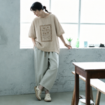 プリント コットン混 半袖Tシャツ ルーズ